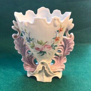 Pink & White Rose Porcelain French Wedding Vase